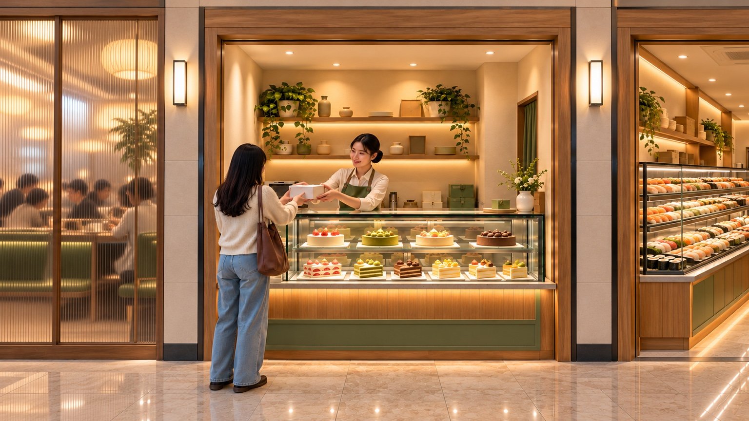 蛋糕店与相邻寿司店